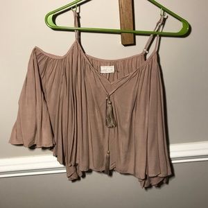 blush cold shoulder crop top